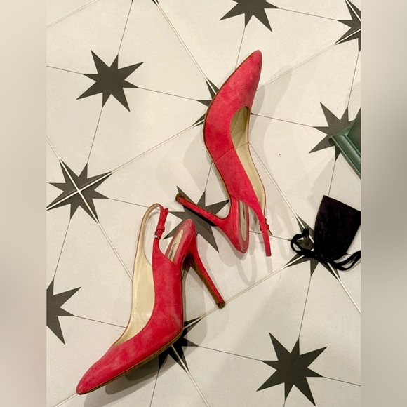 Brian Atwood pink suede slingbacks